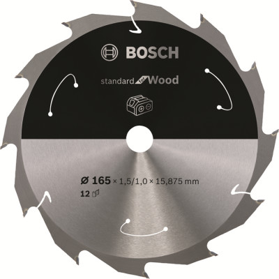 Plov kot Bosch Standard for Wood, 165 mm, otvor 15,875 mm, 12 zubov