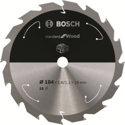 Plov kot Bosch Standard for Wood, 184 mm, otvor 16 mm, 16 zubov