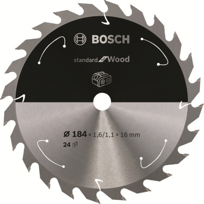 Plov kot Bosch Standard for Wood, 184 mm, otvor 16 mm, 24 zubov