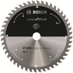 Plov kot Bosch Standard for Wood, 184 mm, otvor 20 mm, 48 zubov