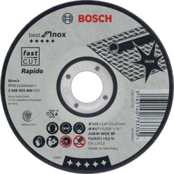 Rezac kot Bosch Best for Inox Rapido rovn, pr. 115 mm, hrbka 0,8 mm