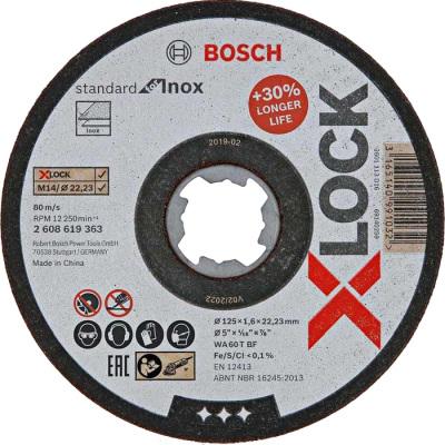 Rezac kot Bosch X-LOCK Standard for Inox, hr. 1.6 mm, pr. 125 mm