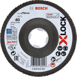 Vejárovitý kotúč X571 Bosch X-LOCK Best for Metal, prielis, 125 mm, P 40